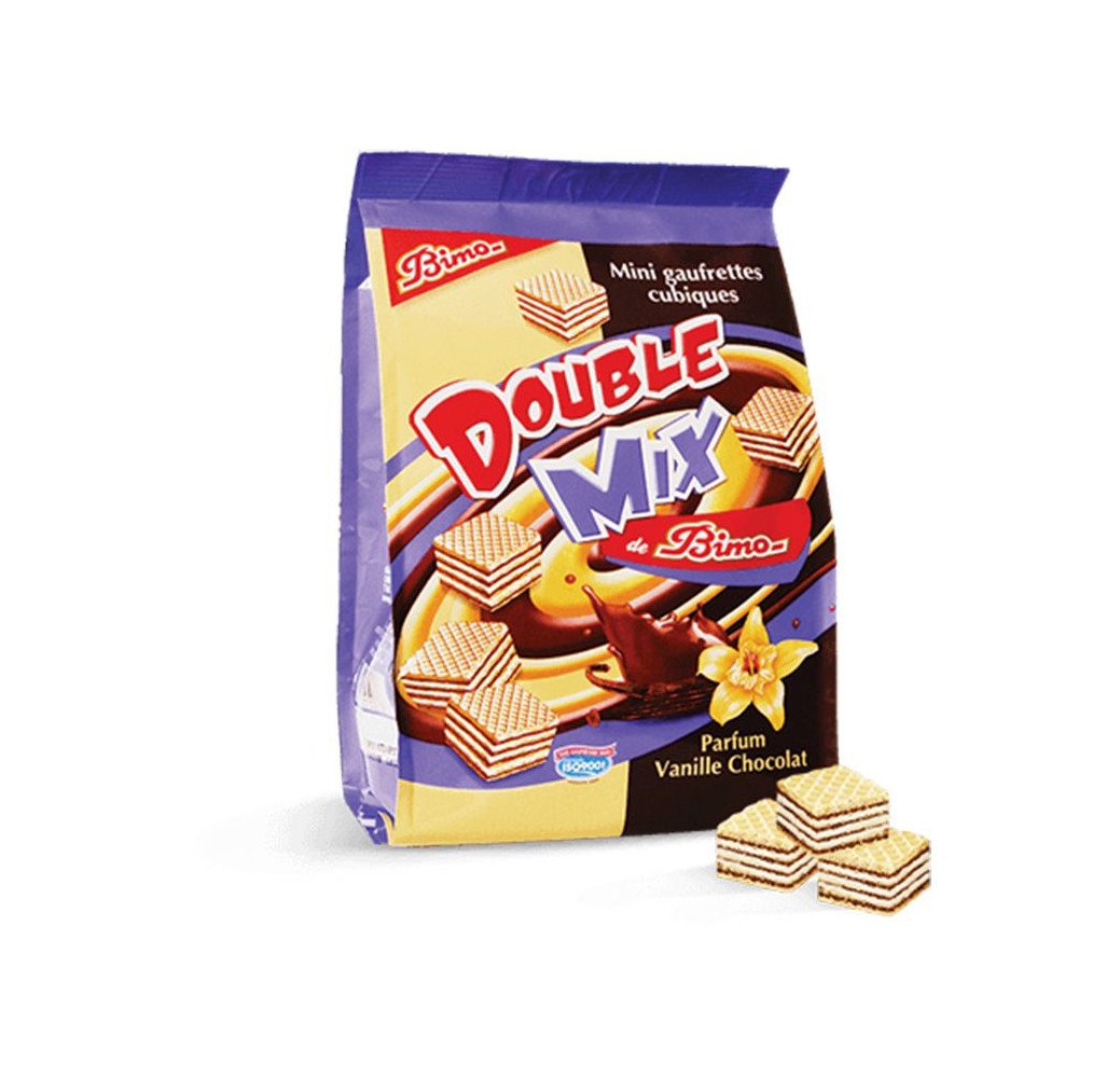 Mini gaufrettes cubiques - Double Mix - parfum vanille chocolat- Bimo 
