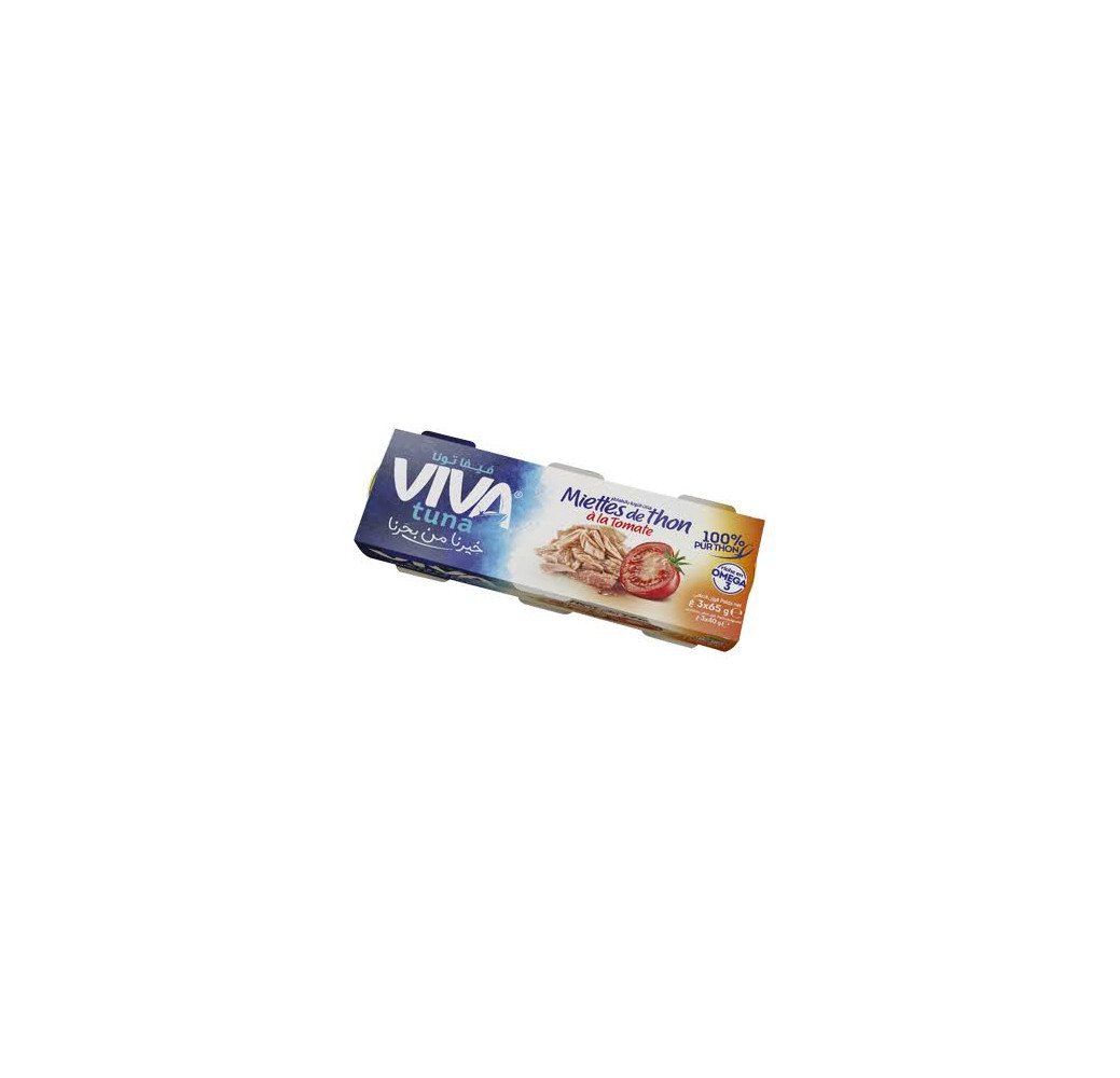 Viva Tuna - miettes de thon á la tomate - 3 boites (65g) 