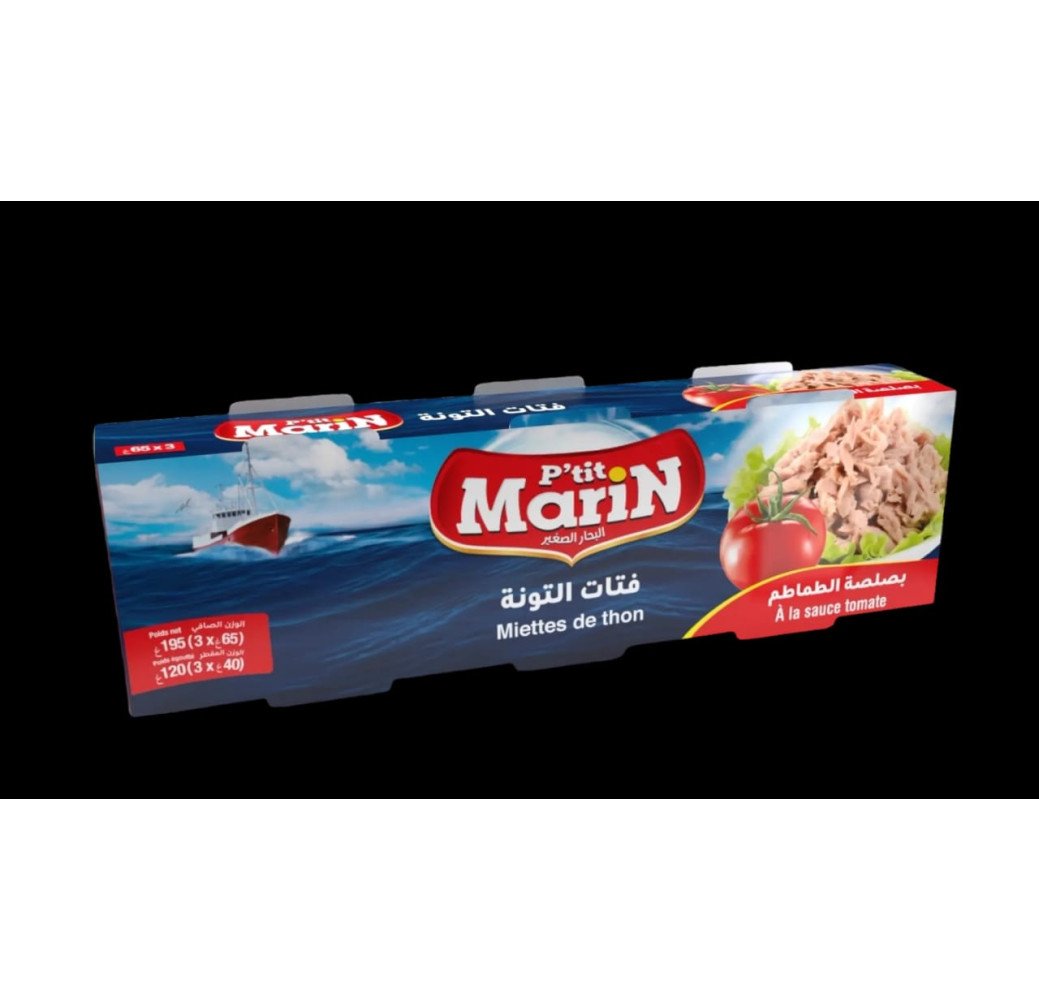P'tit Marin - miettes de thon a la sauce tomate  - 03 boites (35g) 